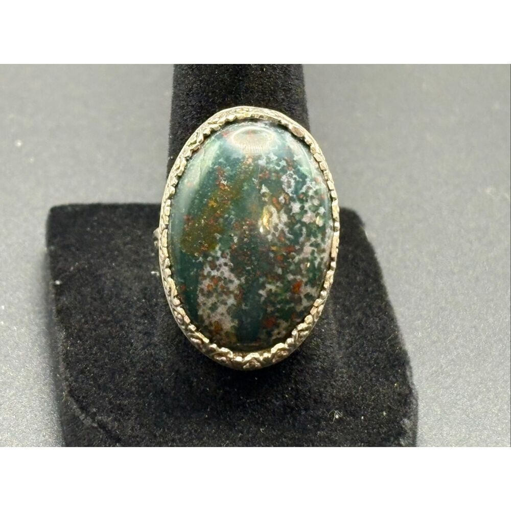 Sterling Silver & Dragons Blood Jasper Ring, 7 NEW